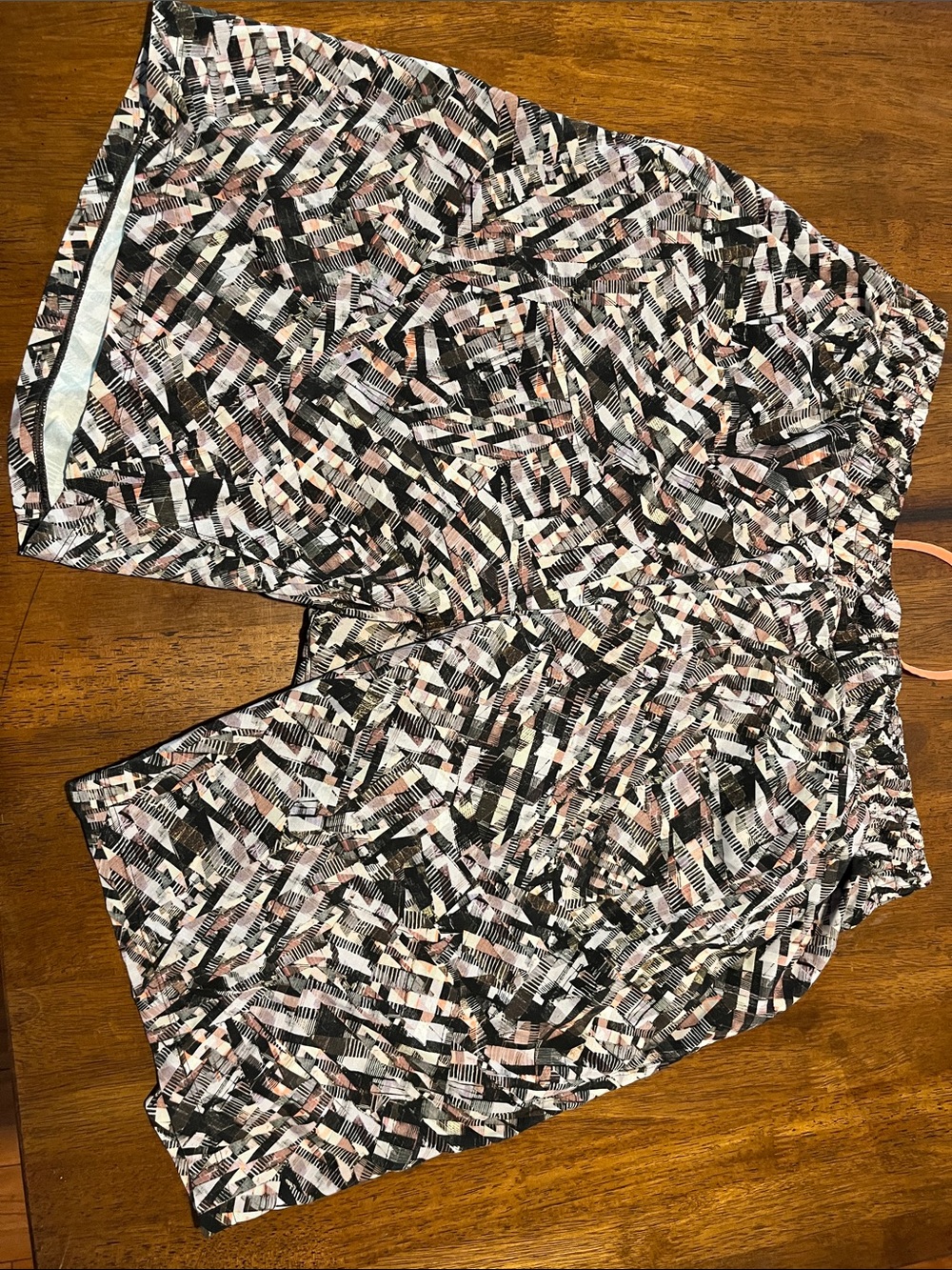 lululemon athletica Men's Printed Athletic Shorts in Black, White & Orange 7in